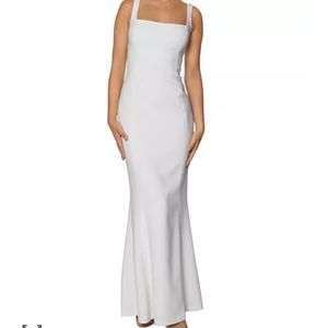 NWT Shelli Segal Square Neck Mermaid Dress, Ivory